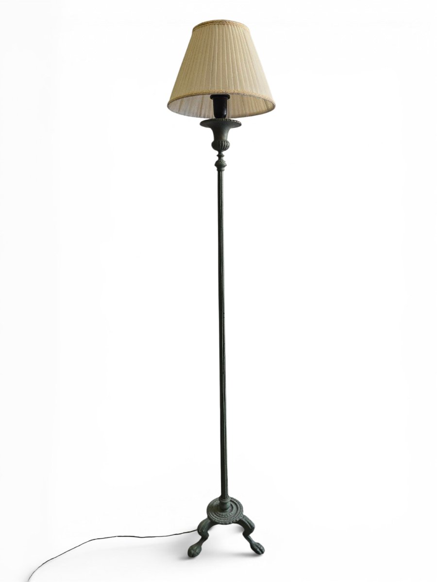 Neo-romanic Floor Lamp Made Of Solid Bronze With An Archaeological Green Patina, 1950s-photo-3