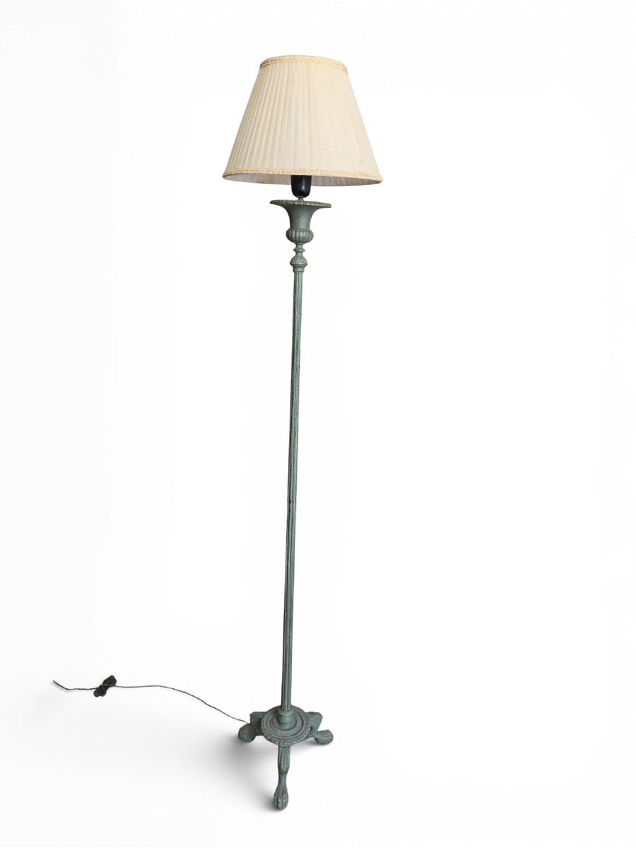 Neo-romanic Floor Lamp Made Of Solid Bronze With An Archaeological Green Patina, 1950s-photo-6