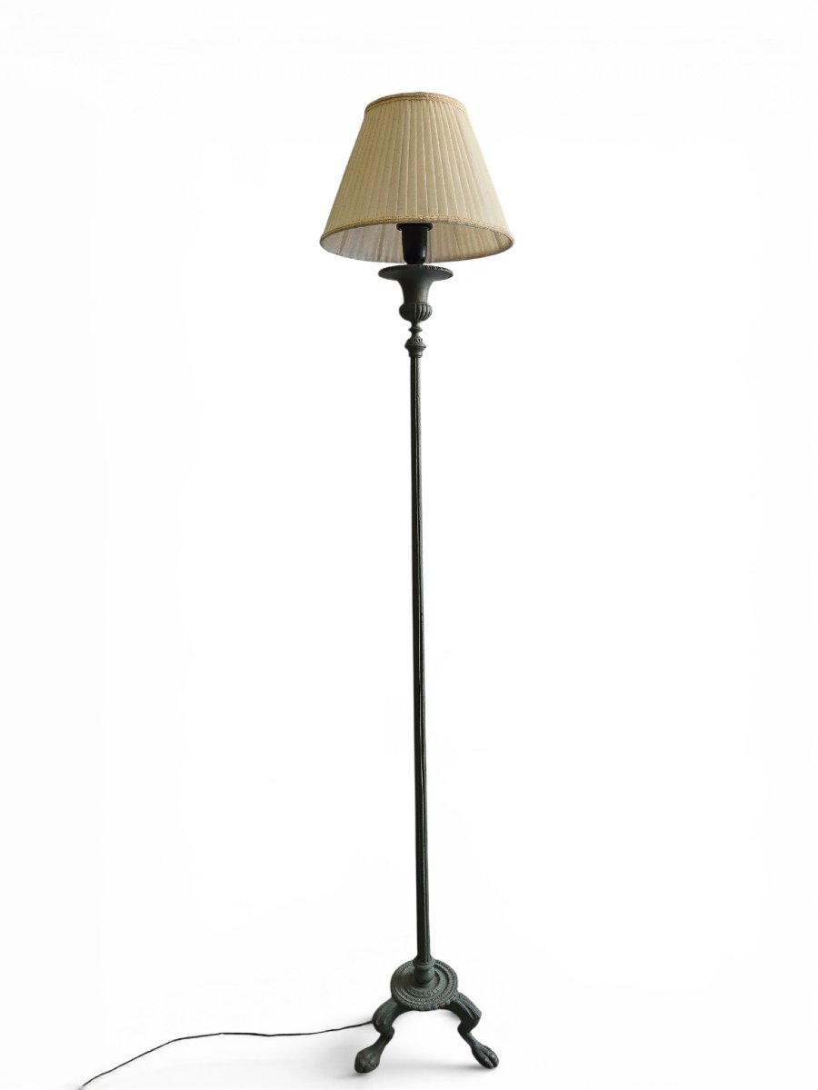 Neo-romanic Floor Lamp Made Of Solid Bronze With An Archaeological Green Patina, 1950s