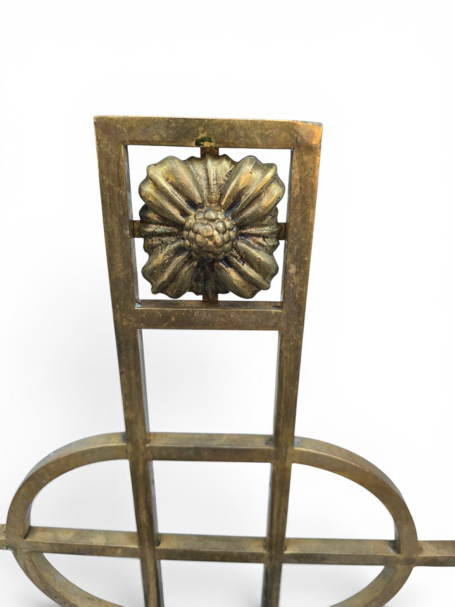 Art Nouveau Wall-mounted Magazine Rack In Gilded Brass, Early 20th Century-photo-6