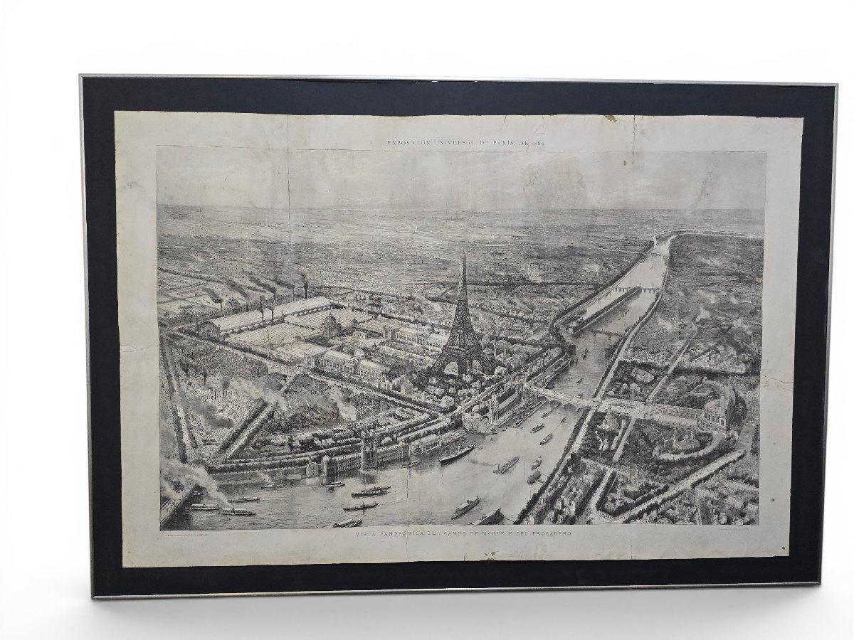 Vue panoramique de l'Exposition universelle de Paris de 1889 avec la Tour Eiffel, d