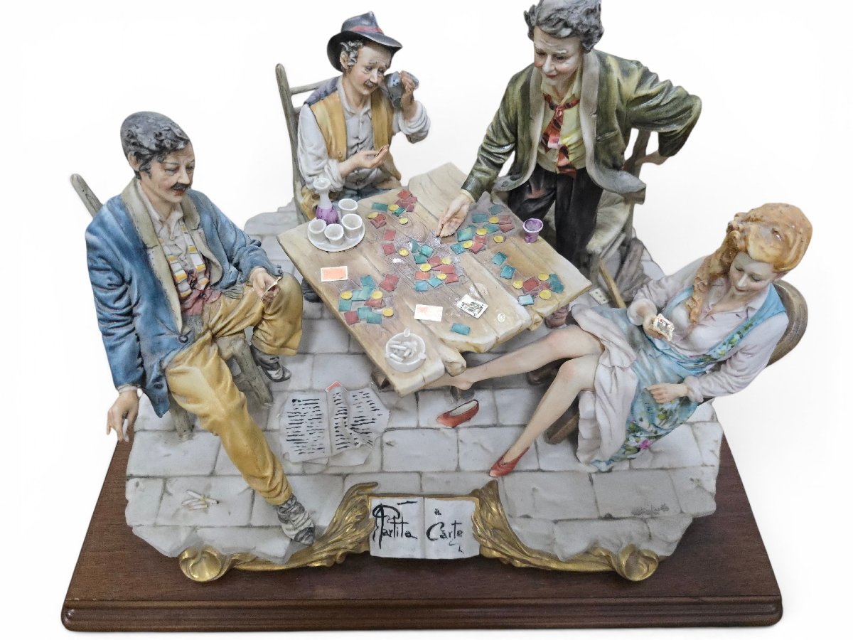 Large Figurative Group In Capodimonte Porcelain, “partita A Carte” – The Card Game, Italy-photo-4