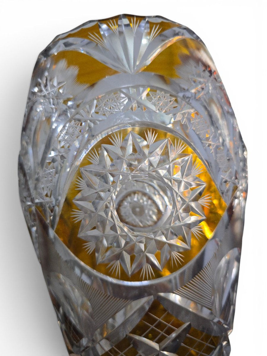 Two-tone Cut Bohemian Crystal Vase With A Silver Base, 20th Century-photo-3