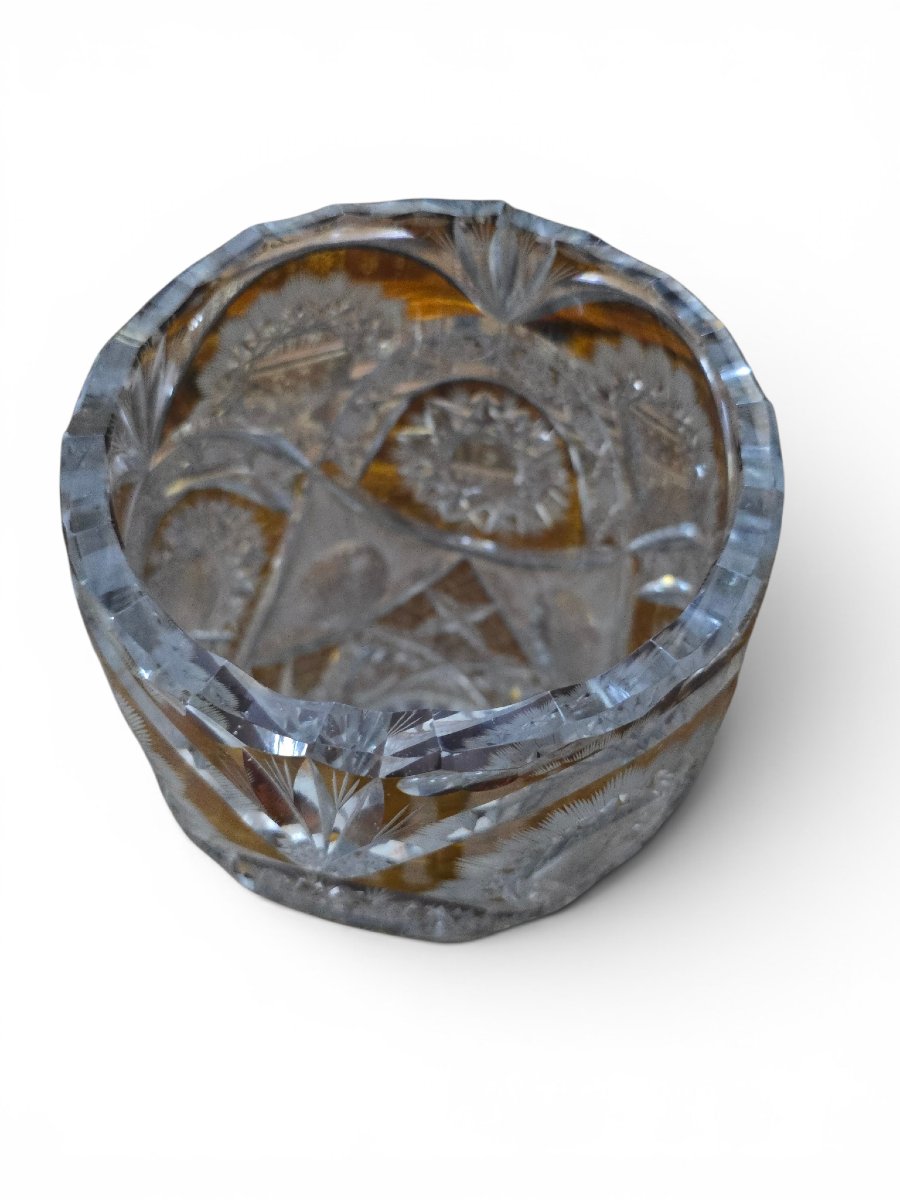 Two-tone Cut Bohemian Crystal Vase With A Silver Base, 20th Century-photo-4