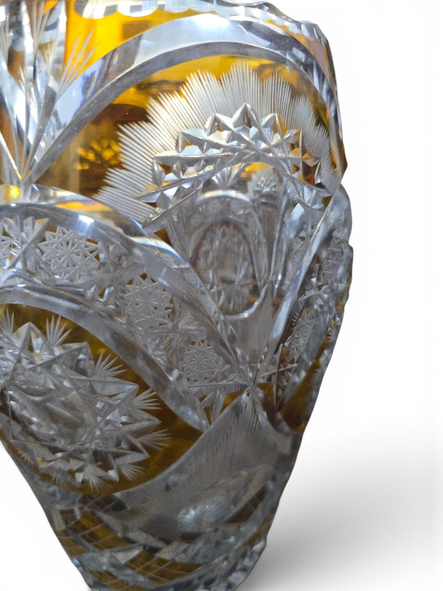 Two-tone Cut Bohemian Crystal Vase With A Silver Base, 20th Century-photo-2
