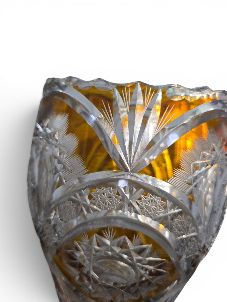Two-tone Cut Bohemian Crystal Vase With A Silver Base, 20th Century-photo-4