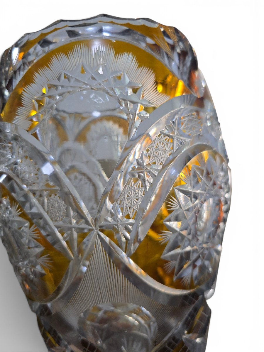 Two-tone Cut Bohemian Crystal Vase With A Silver Base, 20th Century-photo-6