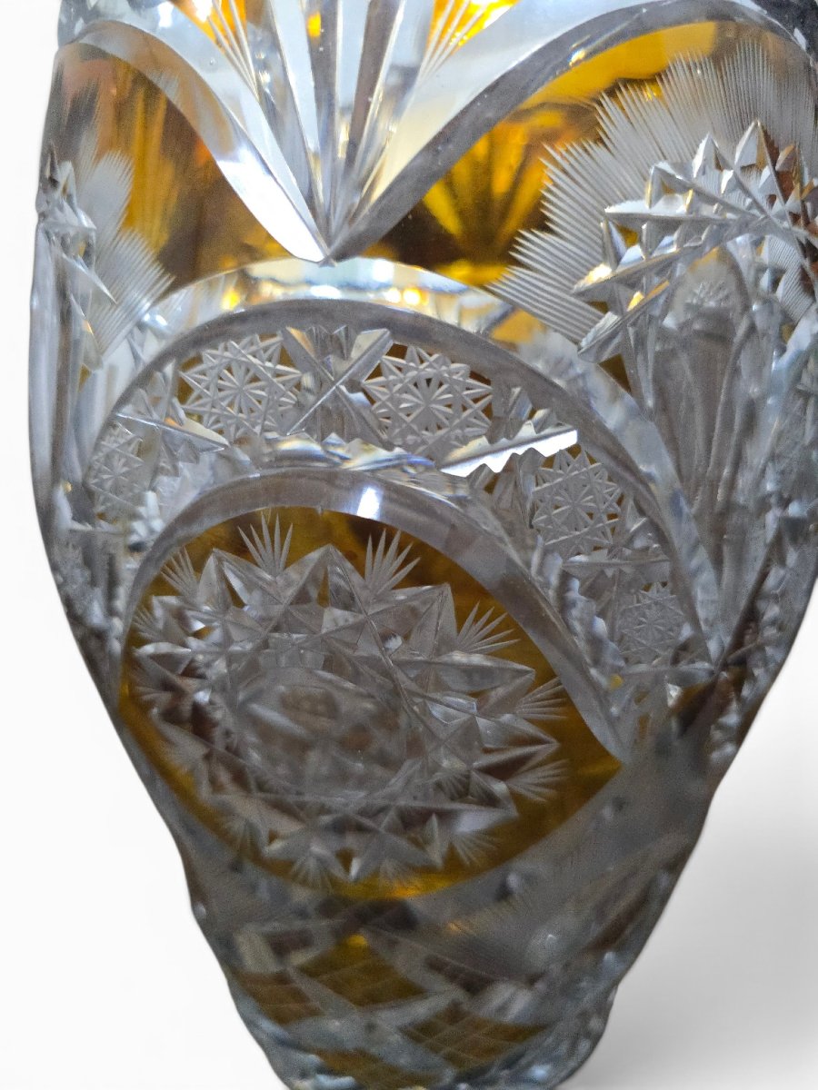 Two-tone Cut Bohemian Crystal Vase With A Silver Base, 20th Century-photo-7
