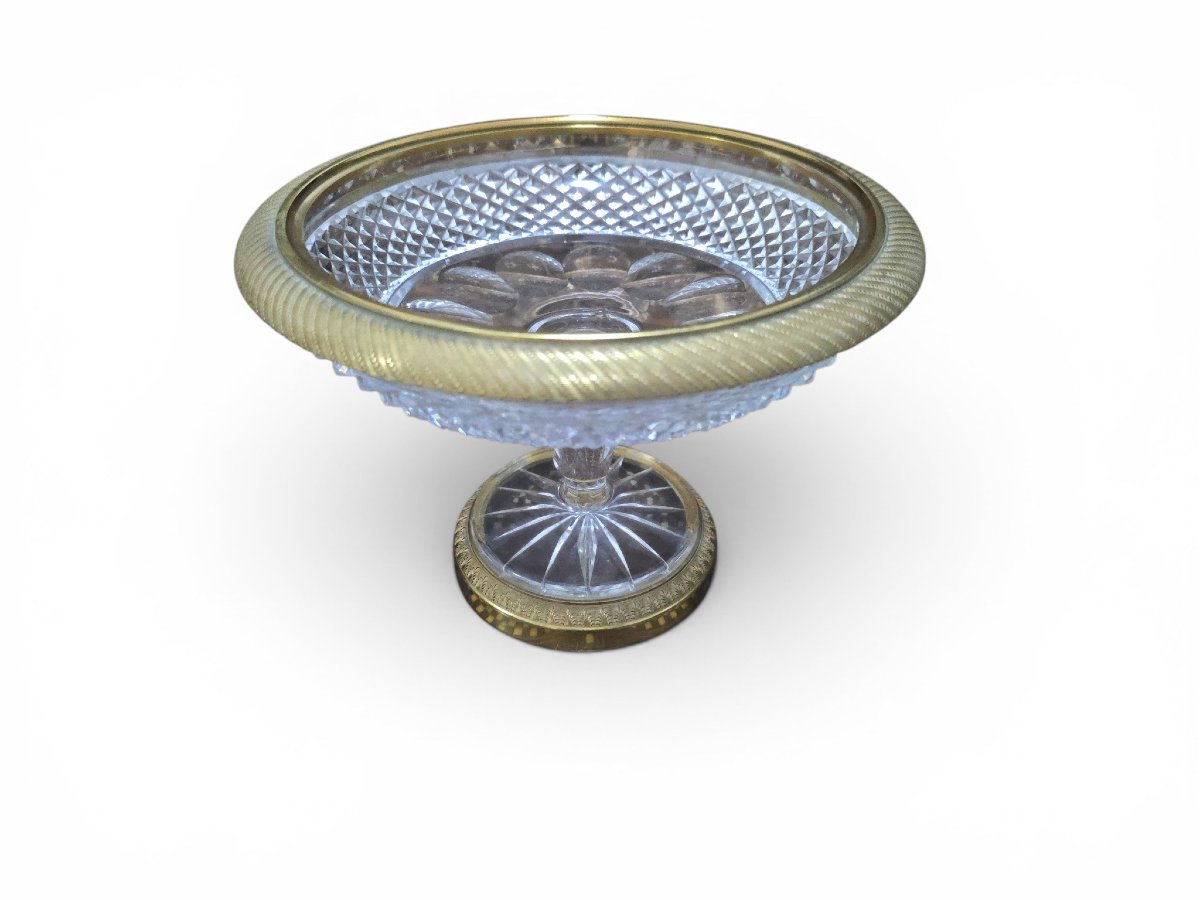 Decorative Bowl Made Of Gilded Bronze And Cut Crystal, 19th Century