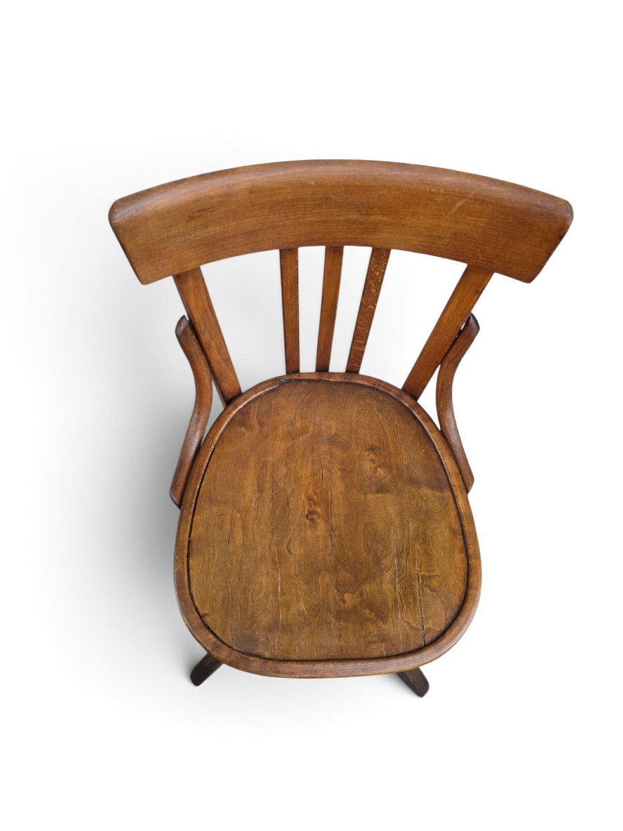 Fauteuil pivotant de navire en chêne du XIXe siècle à hauteur réglable-photo-1
