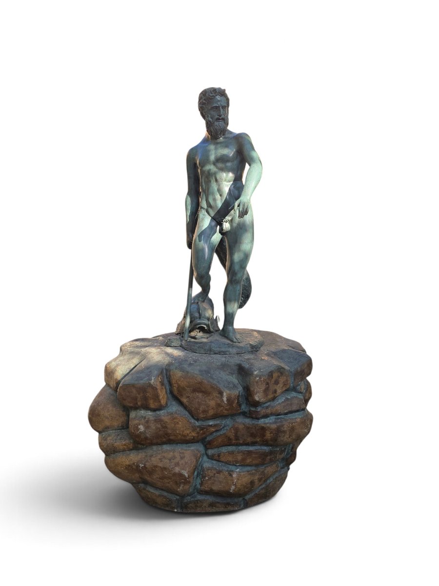 Statue monumentale en bronze du dieu Neptune avec finition patinée-photo-4