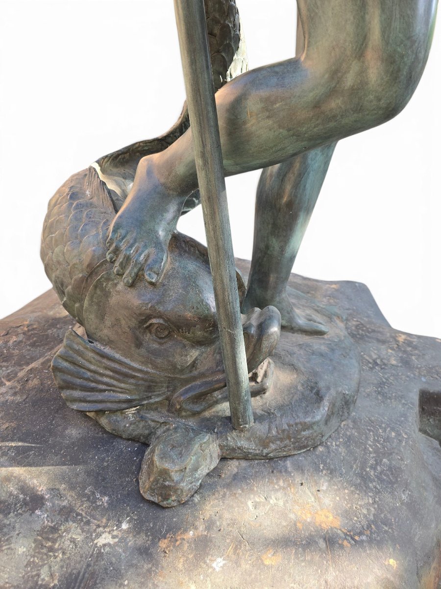 Statue monumentale en bronze du dieu Neptune avec finition patinée-photo-2