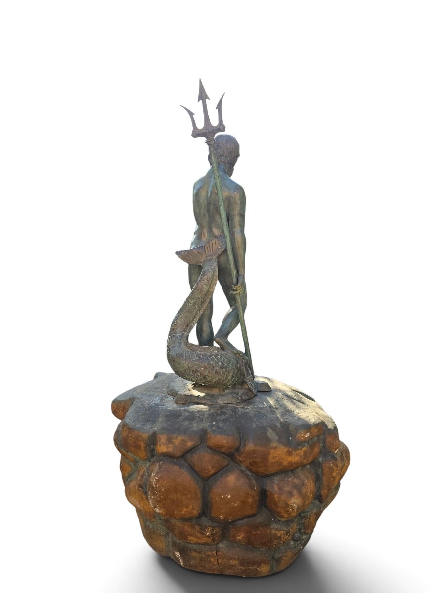 Statue monumentale en bronze du dieu Neptune avec finition patinée-photo-3