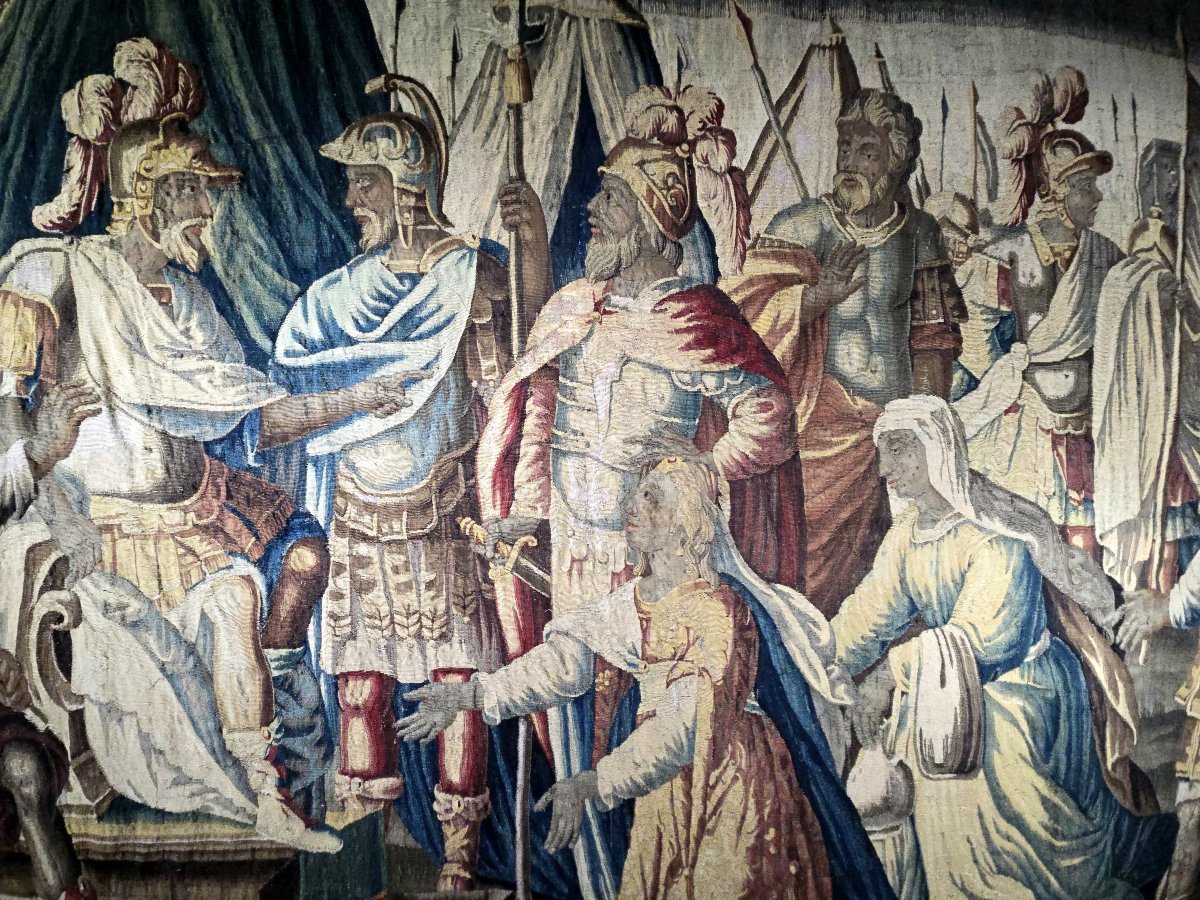 Tapisserie d'Aubusson du XVIIe siècle : La Famille de Darius devant Alexandre-photo-2