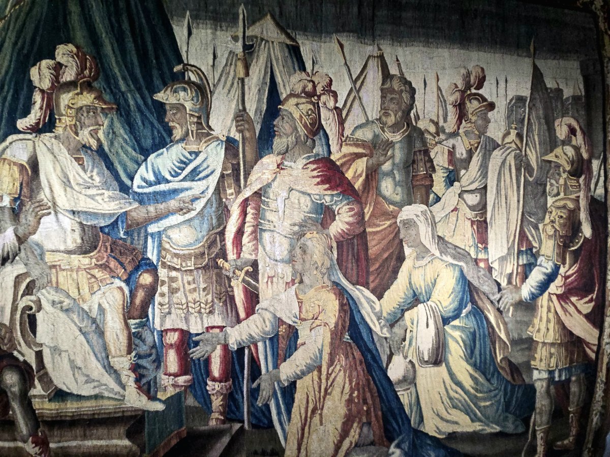 Tapisserie d'Aubusson du XVIIe siècle : La Famille de Darius devant Alexandre-photo-3