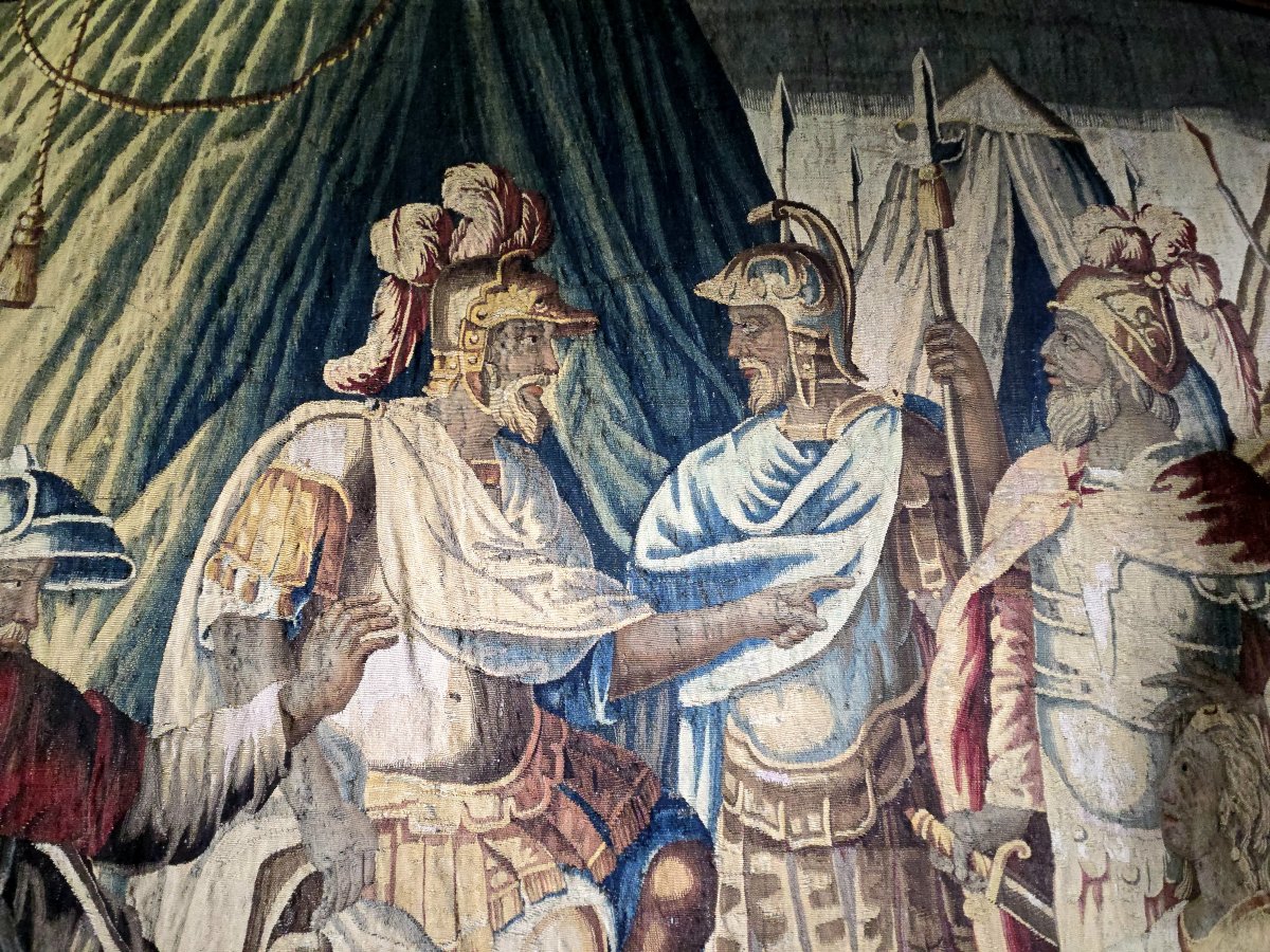 Tapisserie d'Aubusson du XVIIe siècle : La Famille de Darius devant Alexandre-photo-5