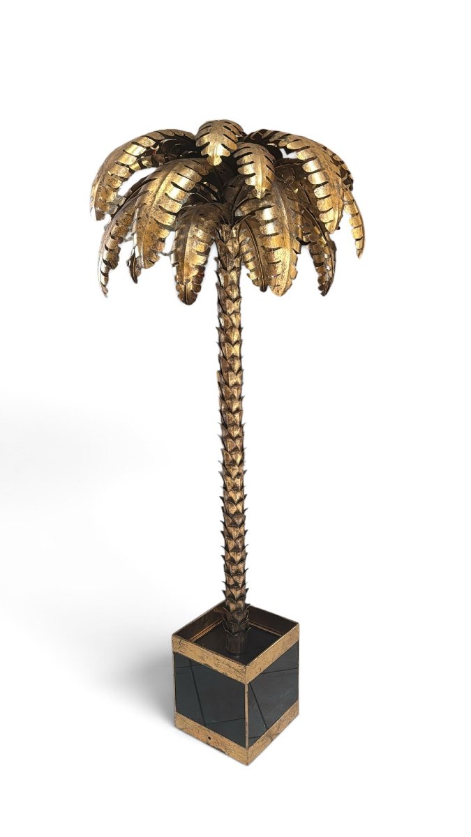 Paire de sculptures françaises en forme de palmier en métal doré, dans le style de la Maison Ja-photo-2