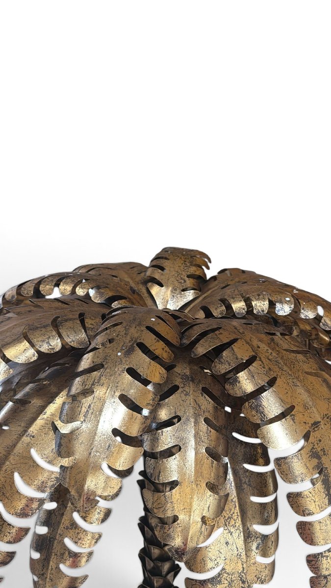 Paire de sculptures françaises en forme de palmier en métal doré, dans le style de la Maison Ja-photo-4