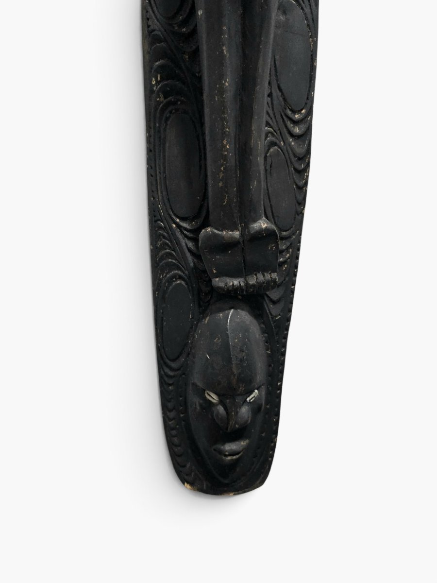Figure syncrétique du Christ de la région du Sepik, avec yeux en coquillages cauris, Papouasie--photo-3