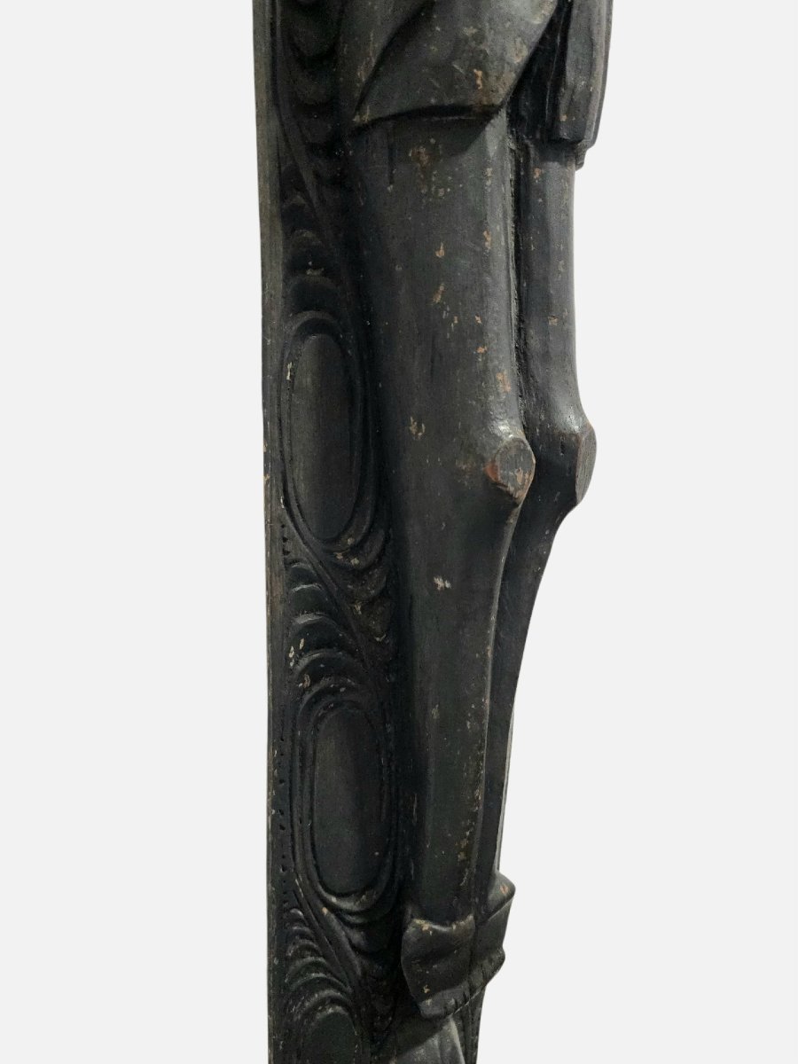 Figure syncrétique du Christ de la région du Sepik, avec yeux en coquillages cauris, Papouasie--photo-8