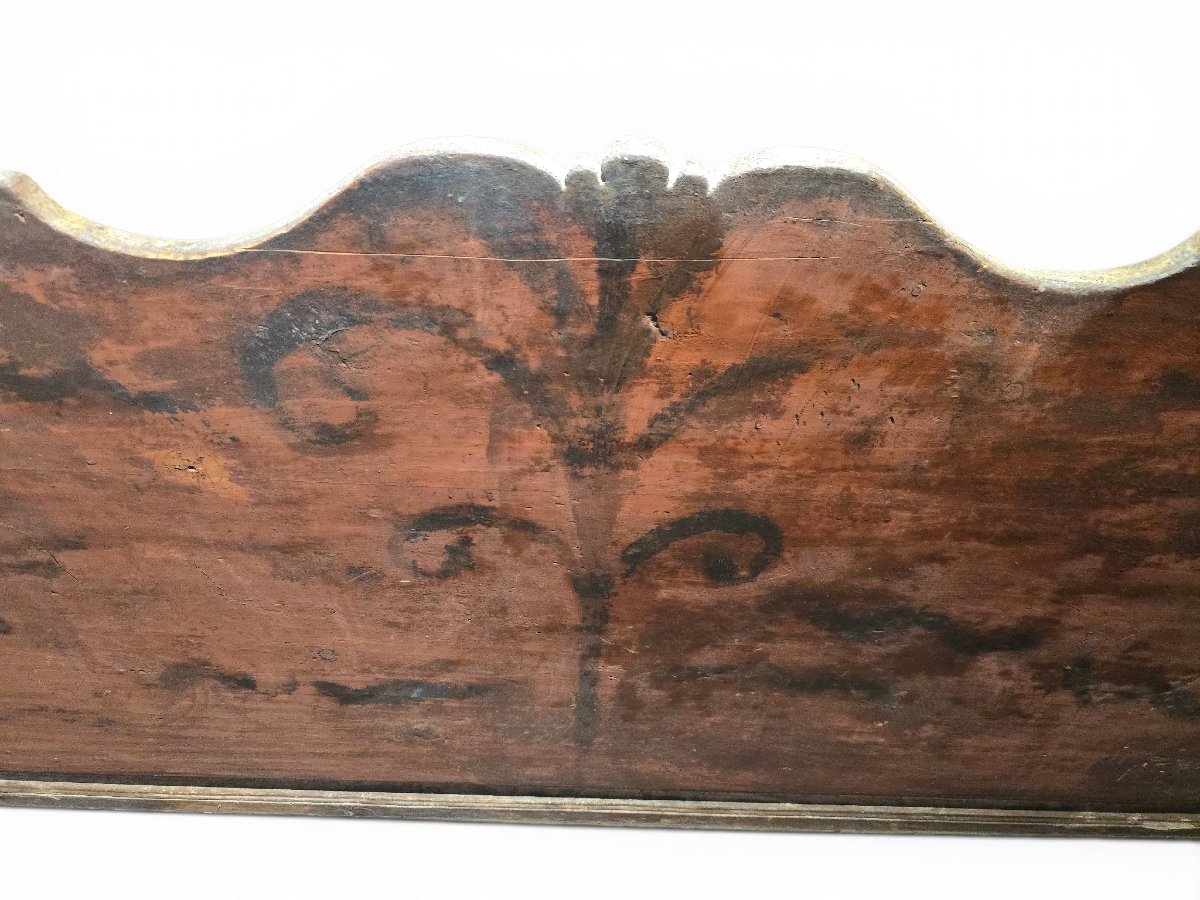 Banc français du XVIIIe siècle en bois peint à haut dossier-photo-2