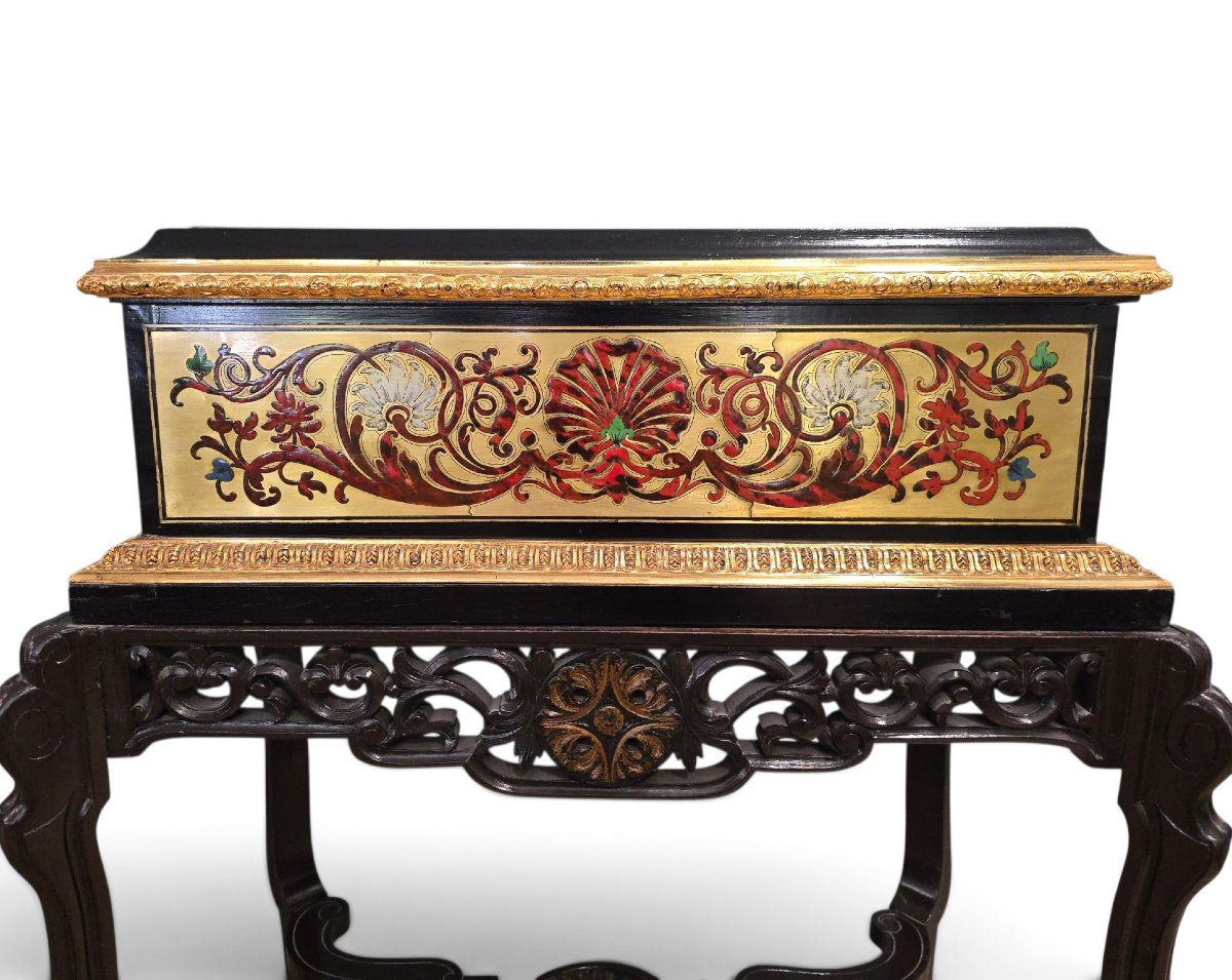 19th-century French Planter In Boulle Marquetry With Inlays Of Gilded Brass,-photo-2