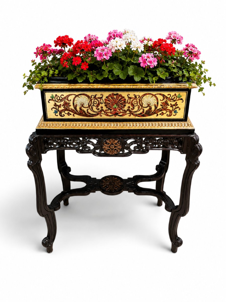 19th-century French Planter In Boulle Marquetry With Inlays Of Gilded Brass,-photo-1