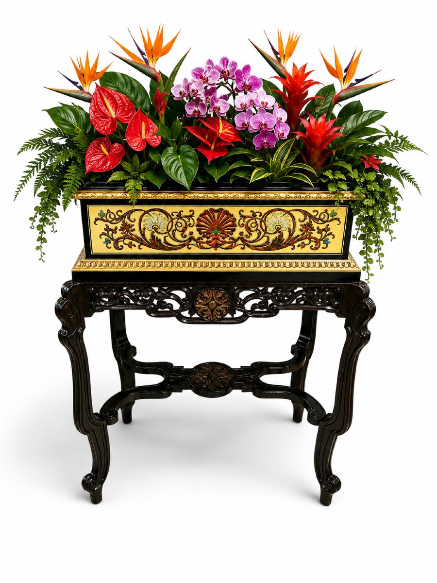 19th-century French Planter In Boulle Marquetry With Inlays Of Gilded Brass,-photo-5