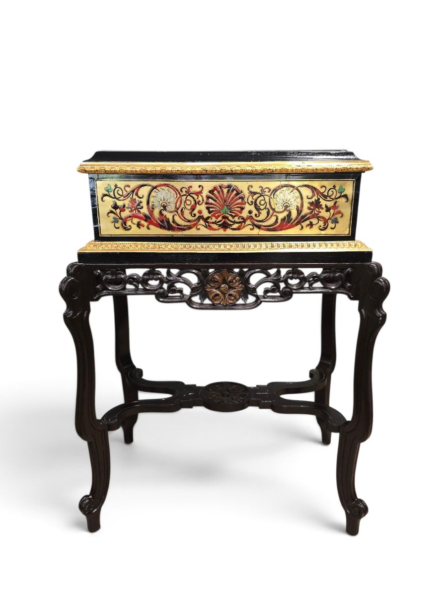 19th-century French Planter In Boulle Marquetry With Inlays Of Gilded Brass,-photo-6