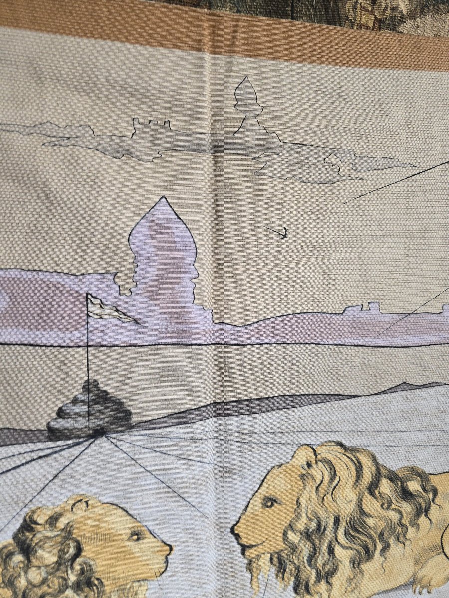 Large Surrealist Textile Panel By Salvador Dalí Depicting Lions, 180 × 140 Cm-photo-2