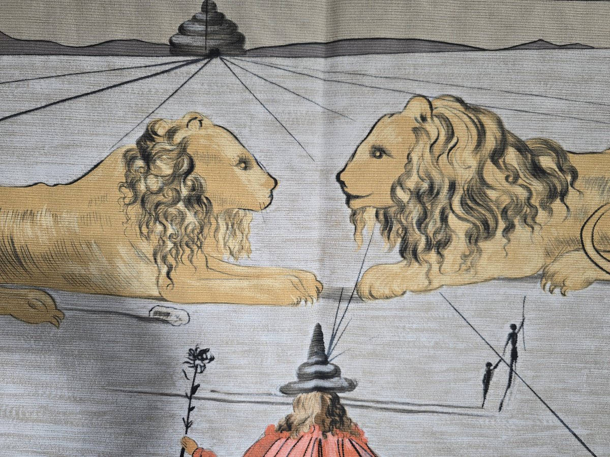 Large Surrealist Textile Panel By Salvador Dalí Depicting Lions, 180 × 140 Cm-photo-5