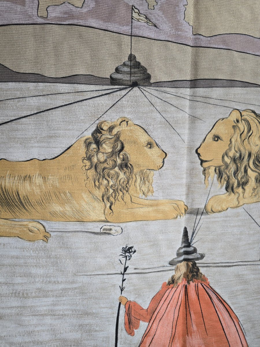 Large Surrealist Textile Panel By Salvador Dalí Depicting Lions, 180 × 140 Cm-photo-7