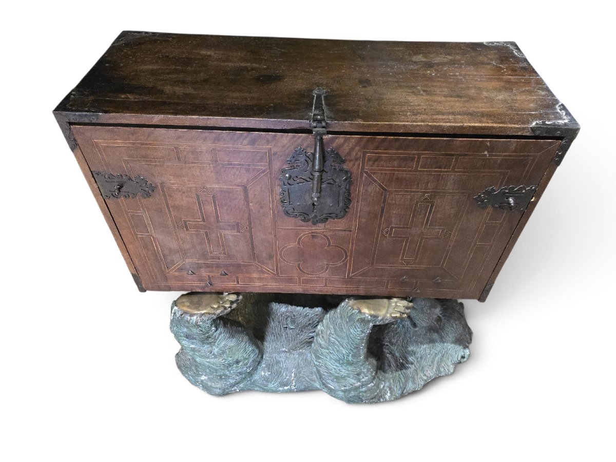CABINET Bargueño espagnol du XVIIe siècle avec tiroirs secrets et marqueterie-photo-2