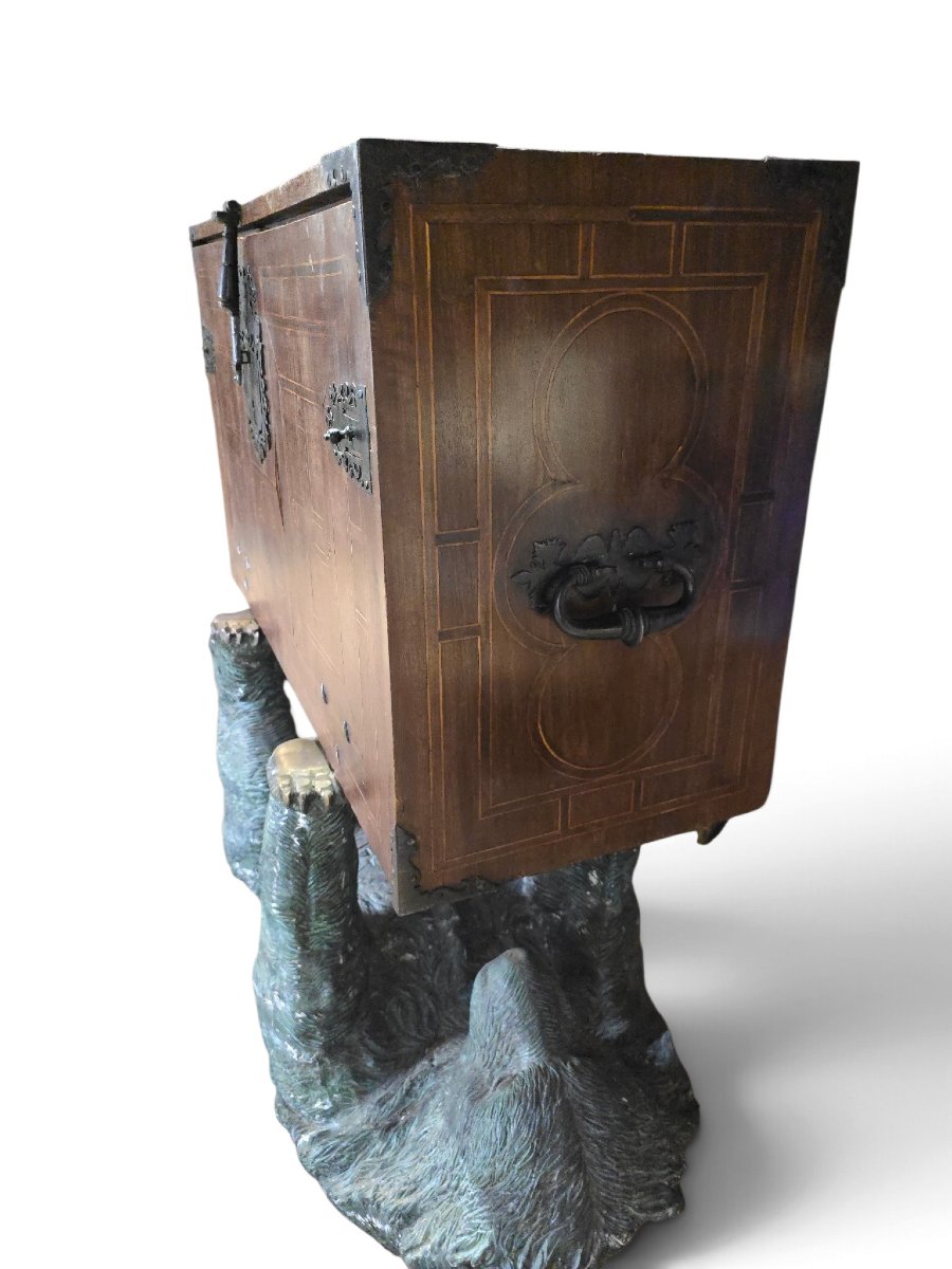 CABINET Bargueño espagnol du XVIIe siècle avec tiroirs secrets et marqueterie-photo-4