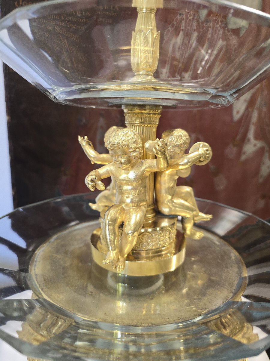 Empire-period Centerpiece In Gilded Bronze And Cut Crystal, Attributed To Thomire, Circa 1810-photo-2