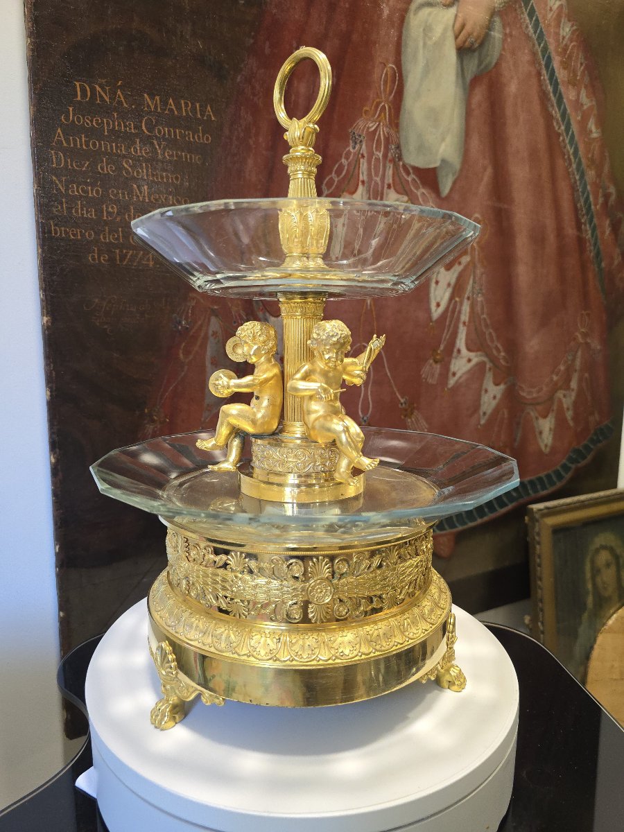 Empire-period Centerpiece In Gilded Bronze And Cut Crystal, Attributed To Thomire, Circa 1810-photo-4