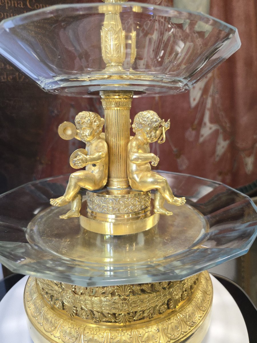 Empire-period Centerpiece In Gilded Bronze And Cut Crystal, Attributed To Thomire, Circa 1810-photo-4