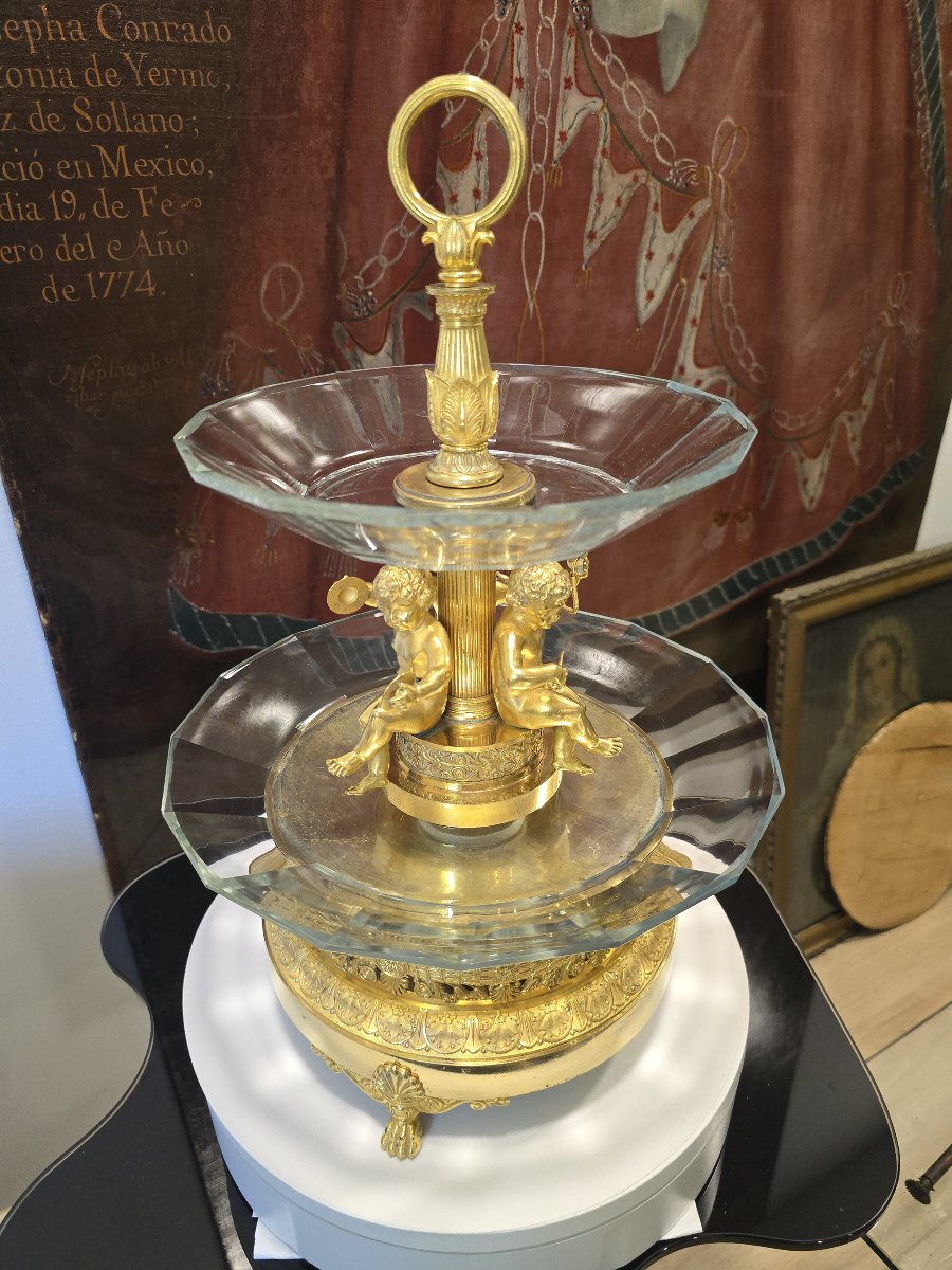 Empire-period Centerpiece In Gilded Bronze And Cut Crystal, Attributed To Thomire, Circa 1810-photo-6