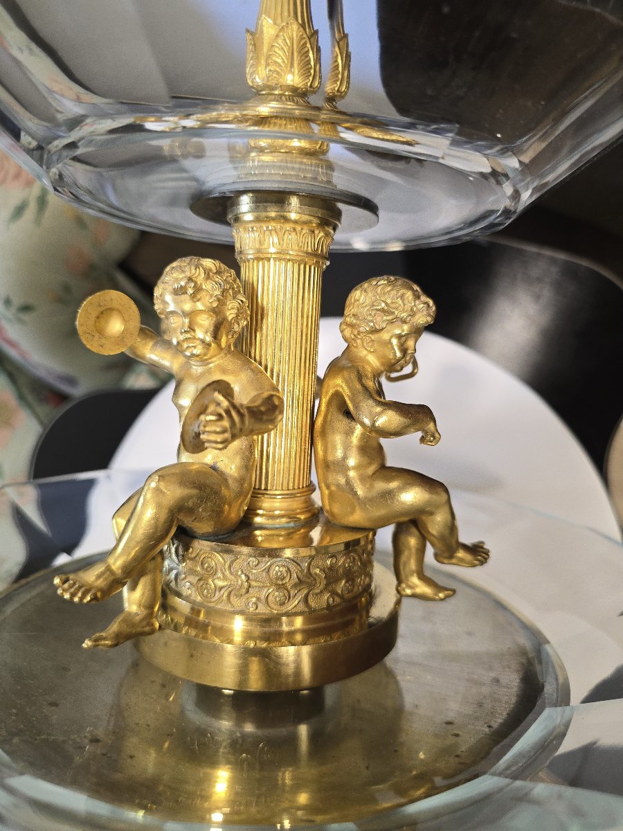 Empire-period Centerpiece In Gilded Bronze And Cut Crystal, Attributed To Thomire, Circa 1810-photo-7