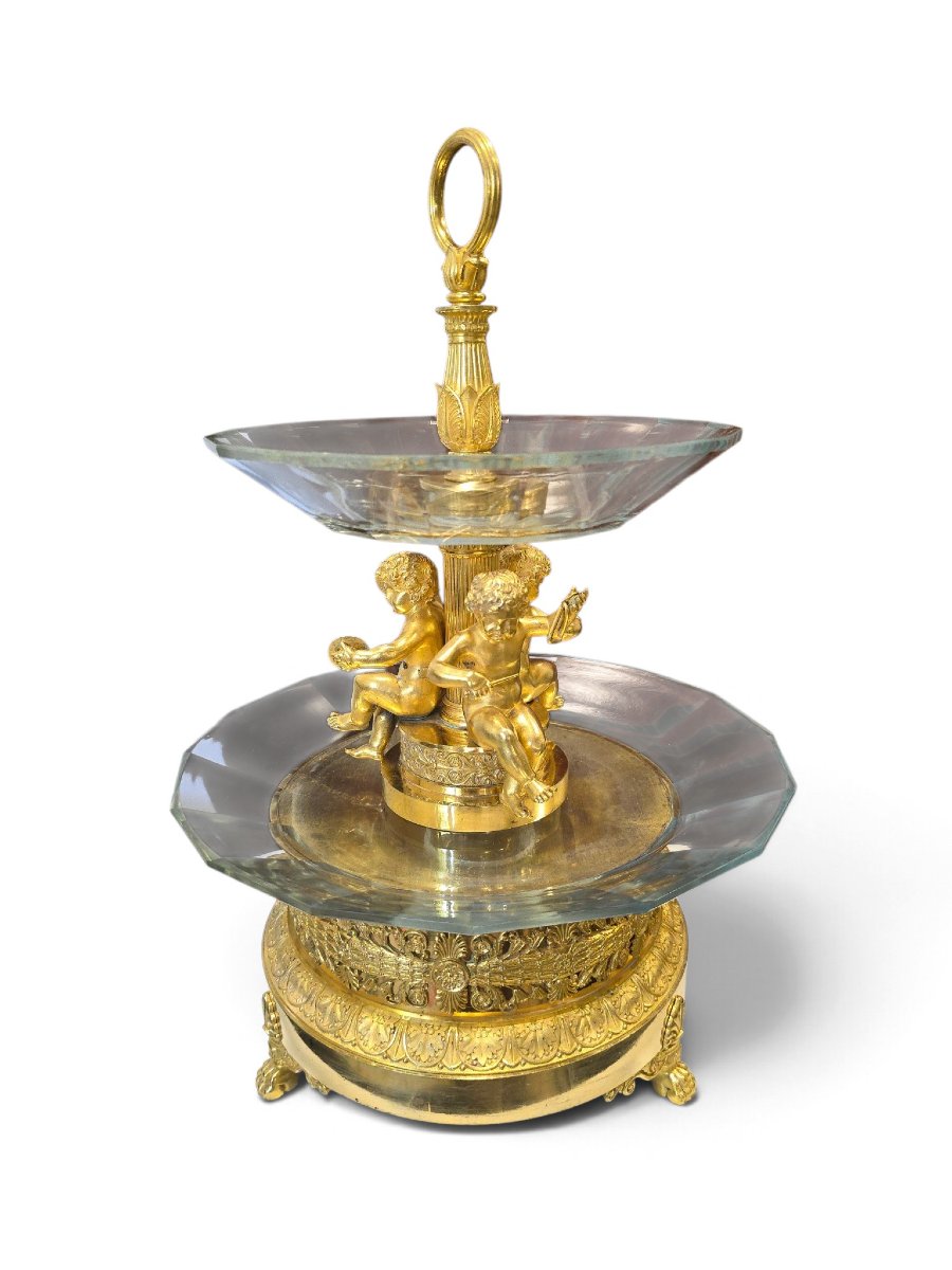 Empire-period Centerpiece In Gilded Bronze And Cut Crystal, Attributed To Thomire, Circa 1810