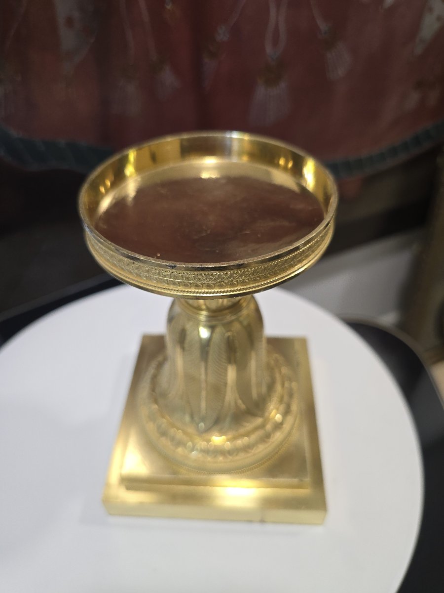 Pair Of Cups (stemmed Bowls) Made Of Mercury-gilded Bronze And Cut Crystal, Empire Style, At-photo-4