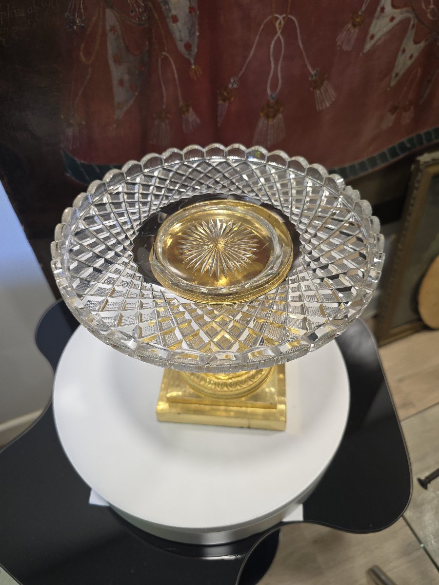 Pair Of Cups (stemmed Bowls) Made Of Mercury-gilded Bronze And Cut Crystal, Empire Style, At-photo-8