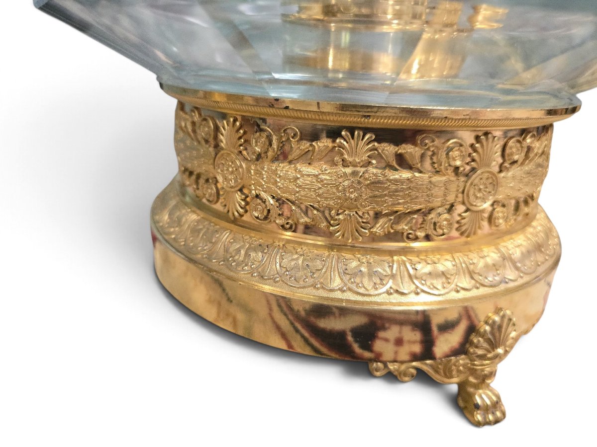 Set Of Three Centerpieces (ornaments) Made Of Gilded Bronze And Cut Glass, E Style-photo-4