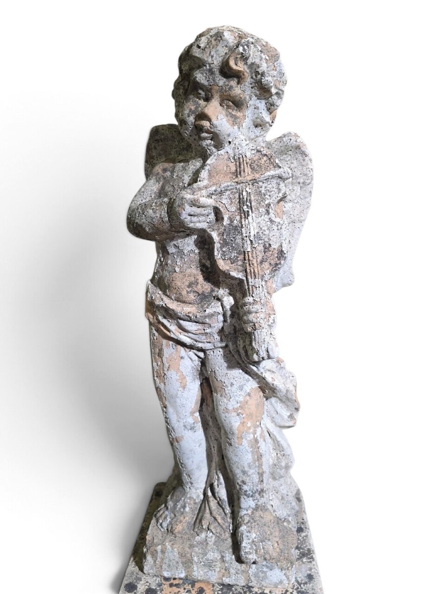 Paire de sculptures  en terre cuite italienne du XIXe siècle représentant des chéru-photo-5