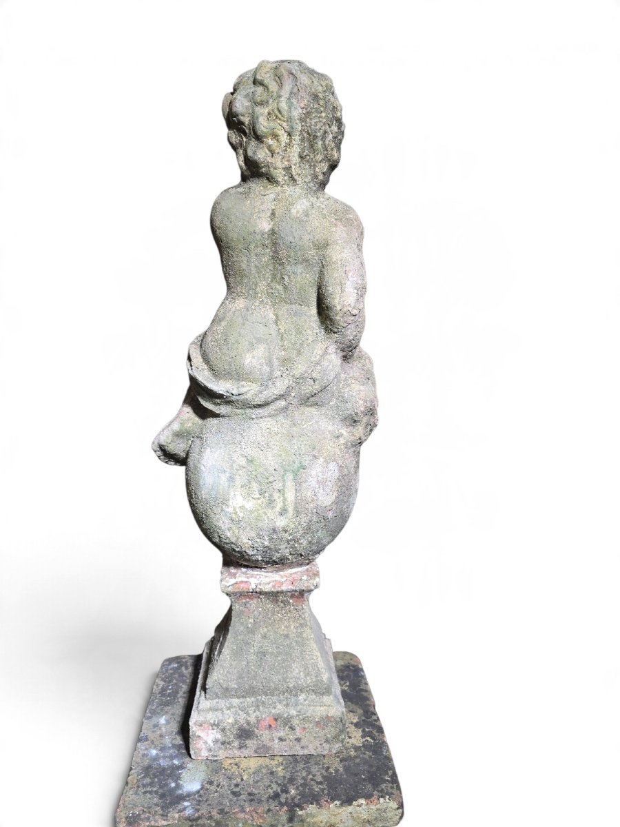 Paire de sculptures de chérubins en terre cuite italienne du XIXe siècle avec piéd-photo-3