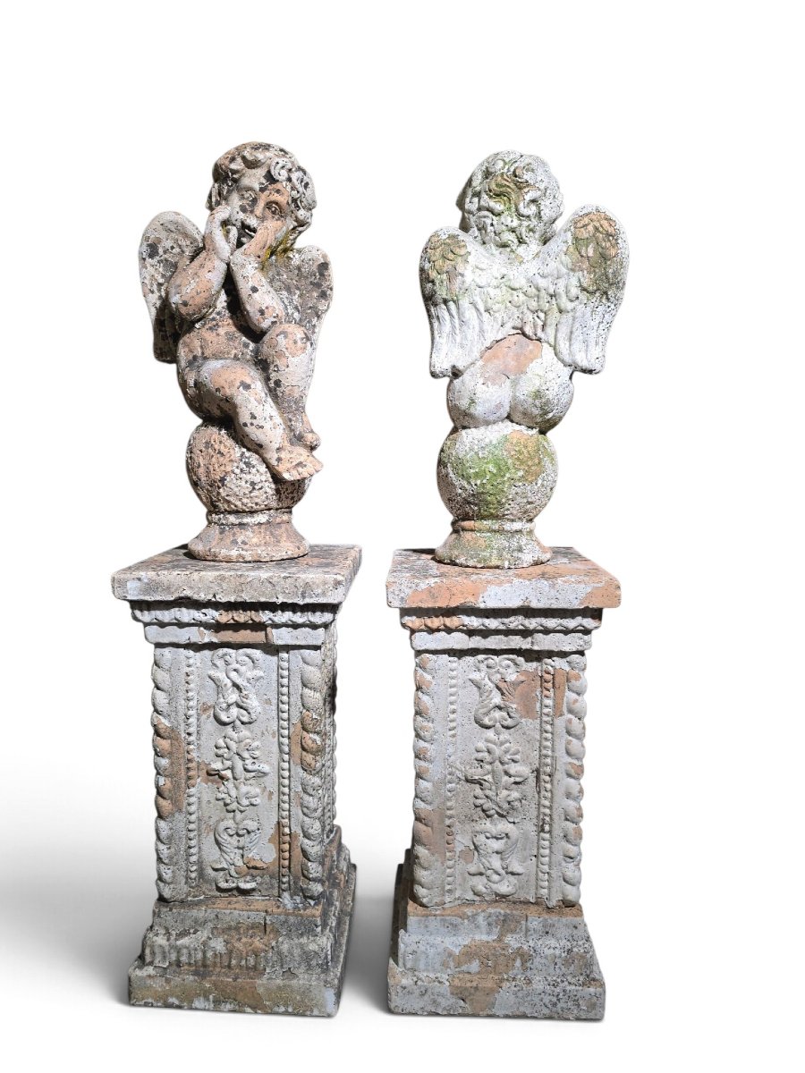 aire de sculptures italiennes en terre cuite -photo-2