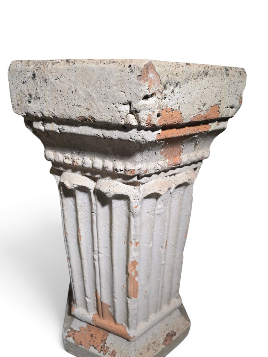 Pair Of 19th-century Italian Terracotta Hexagonal Pedestals – Sculpture Stands-photo-2