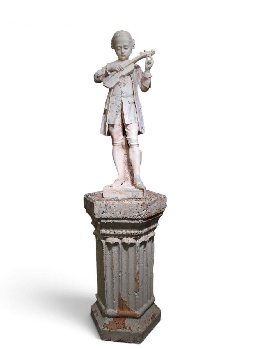 19th-century Italian Alabaster Sculpture (from The Grand Tour Period) Depicting The Young Moza-photo-2