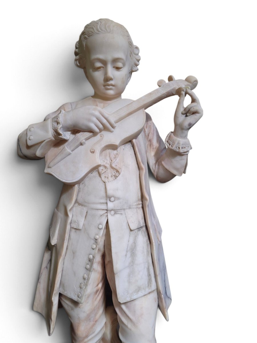 19th-century Italian Alabaster Sculpture (from The Grand Tour Period) Depicting The Young Moza-photo-3