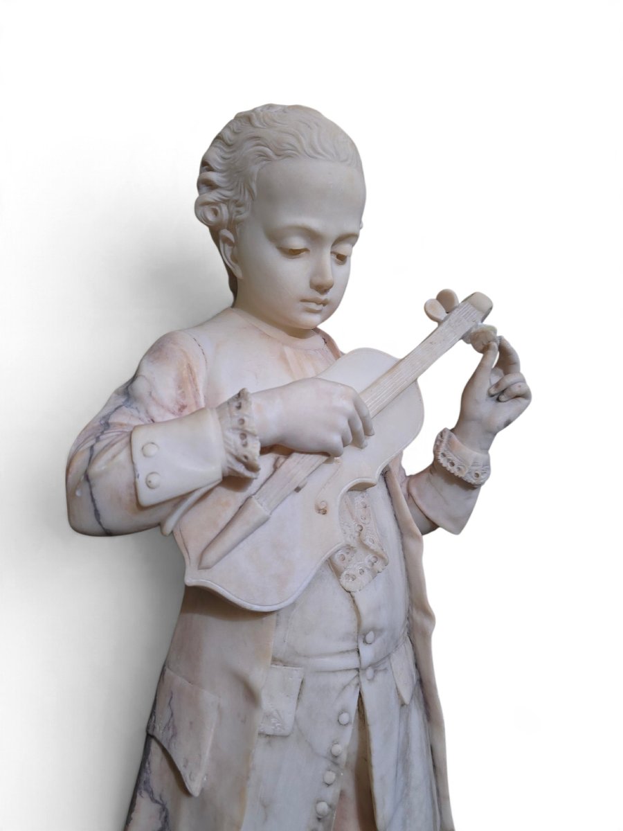 19th-century Italian Alabaster Sculpture (from The Grand Tour Period) Depicting The Young Moza-photo-4